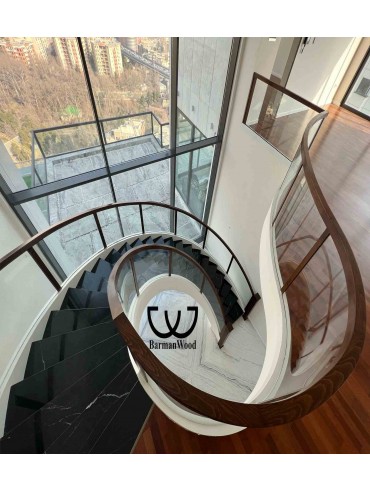 پله پیچ دو محور با نرده فانتزی